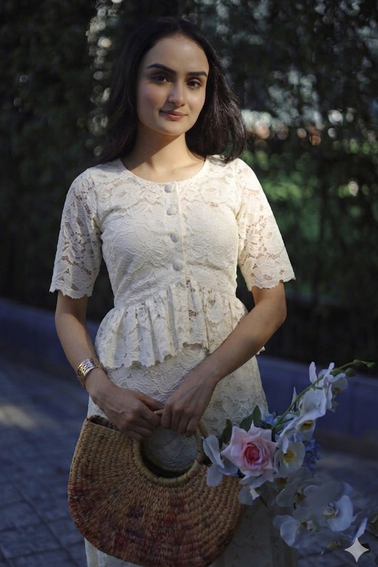 Camellia Lace Round Neck Top