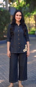 Denim Long shirt set