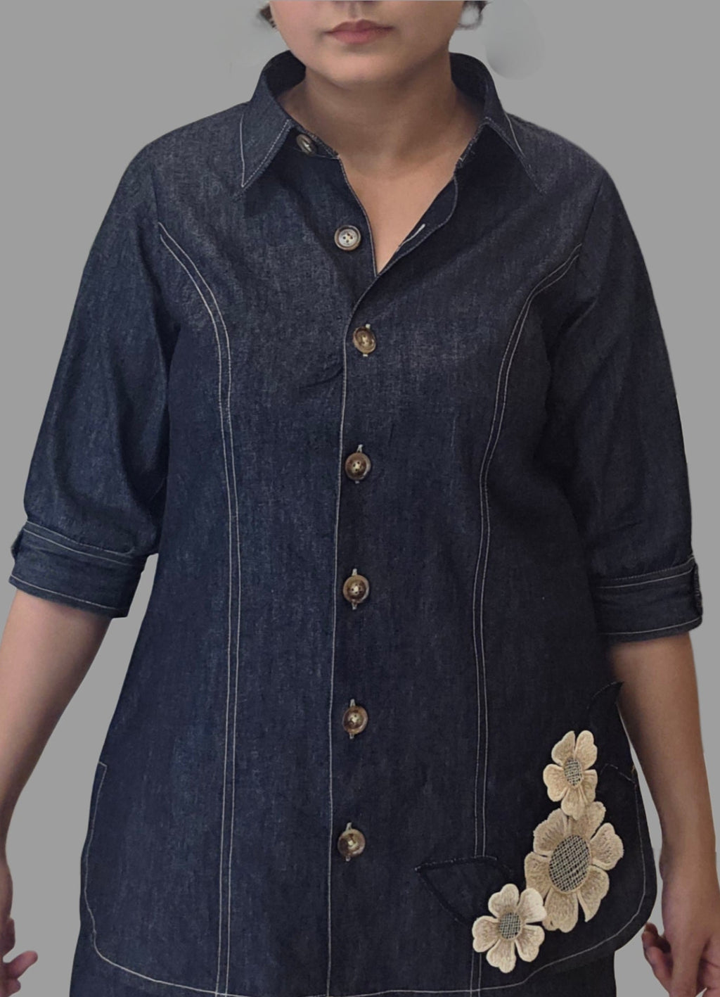 Denim Long shirt set