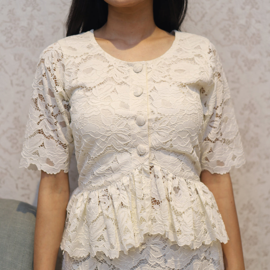 Camellia Lace Round Neck Top