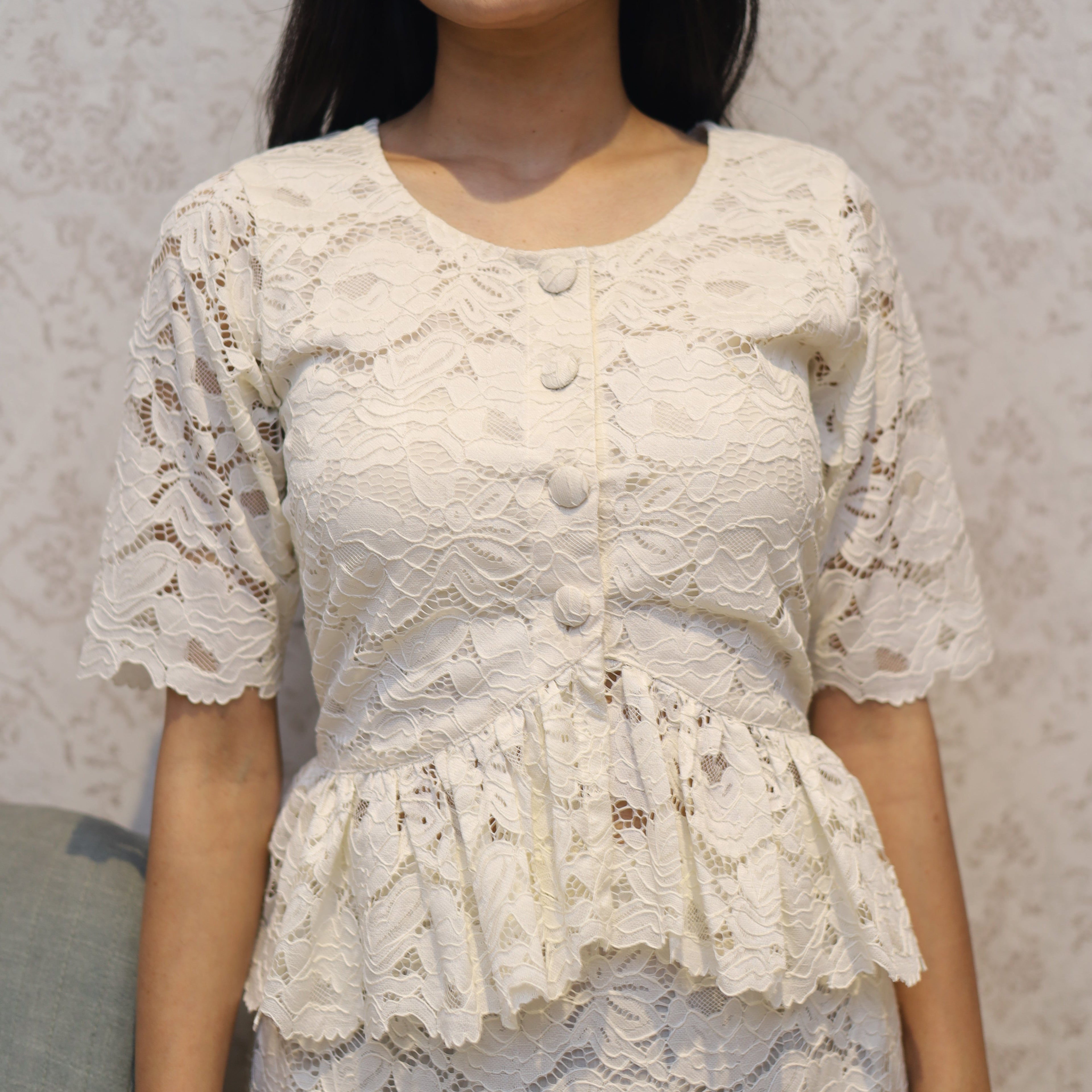 Camellia Lace Round Neck Top