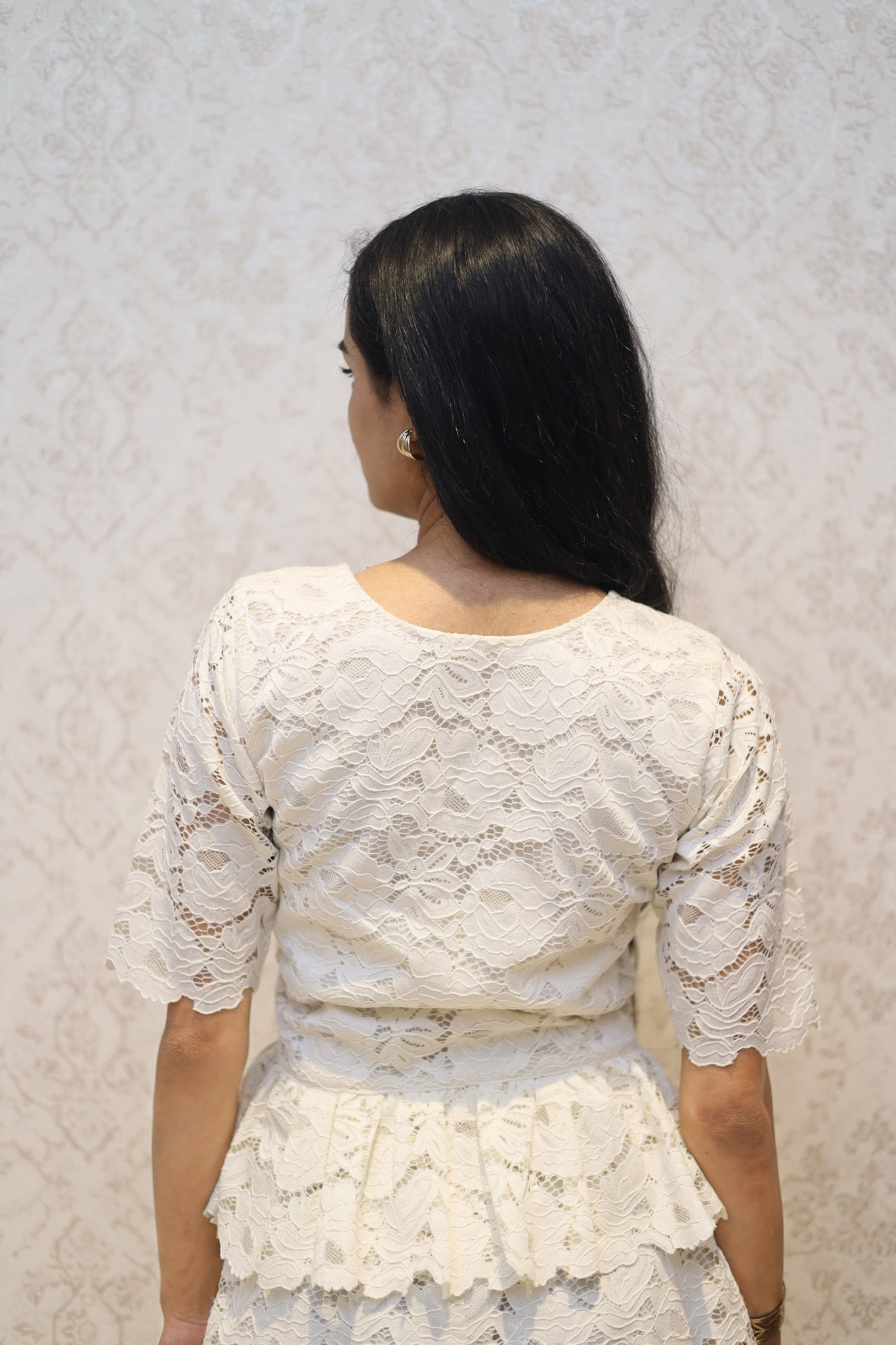 Camellia Lace Round Neck Top