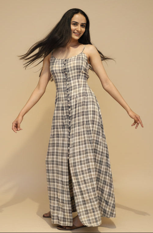 Check Strappy Maxi Dress