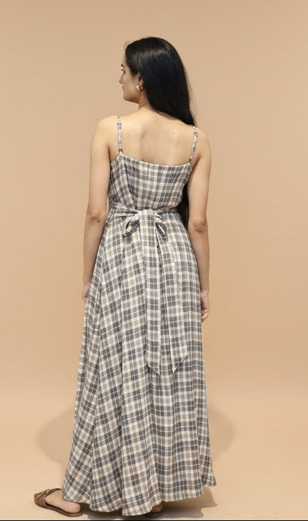 Check Strappy Maxi Dress