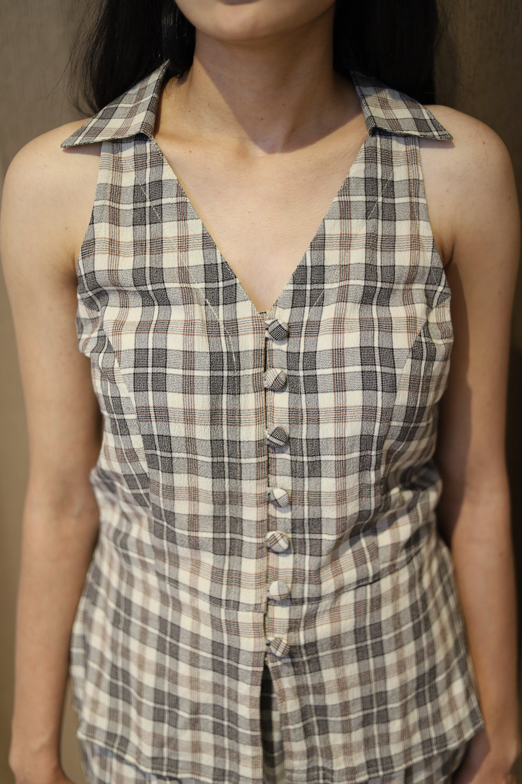 Check Collar Top