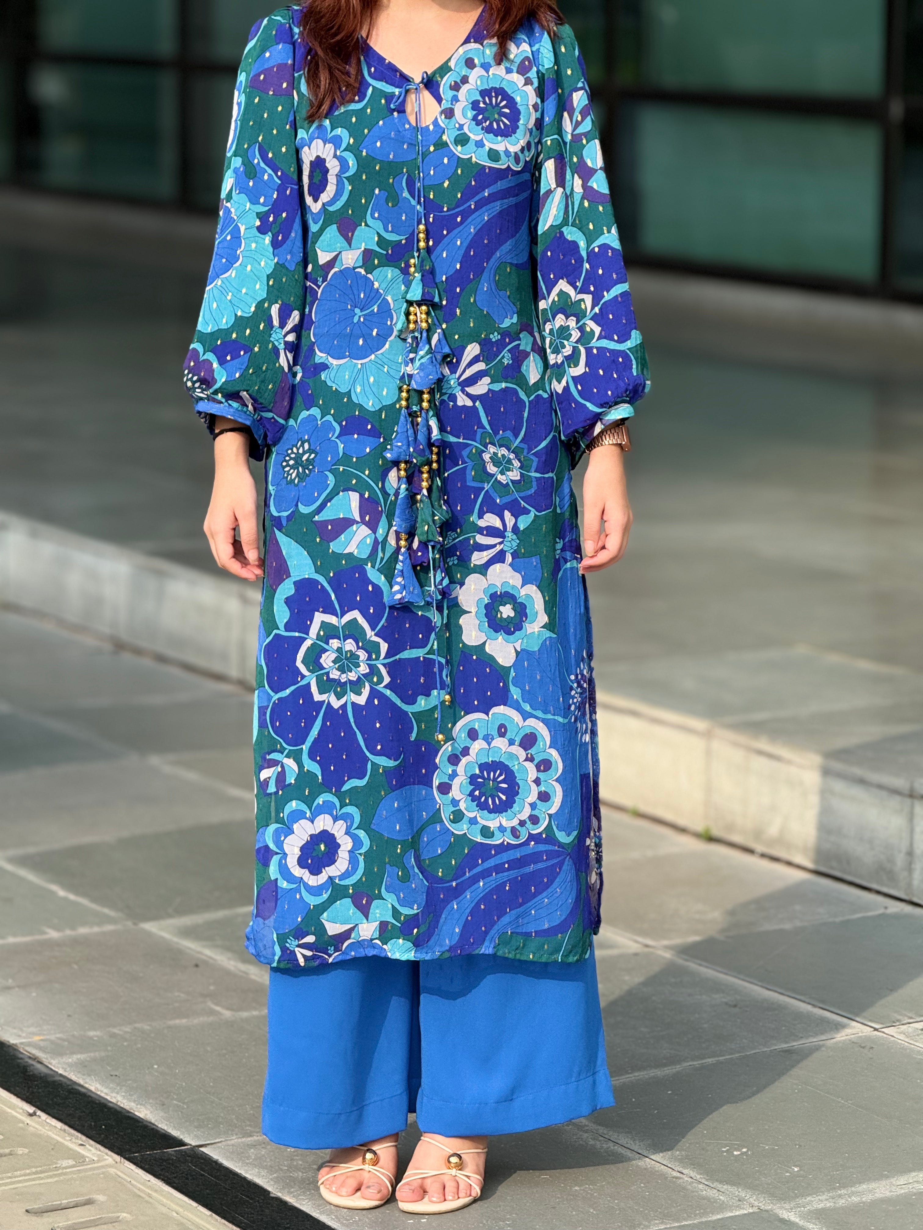 Blooming blue suit set