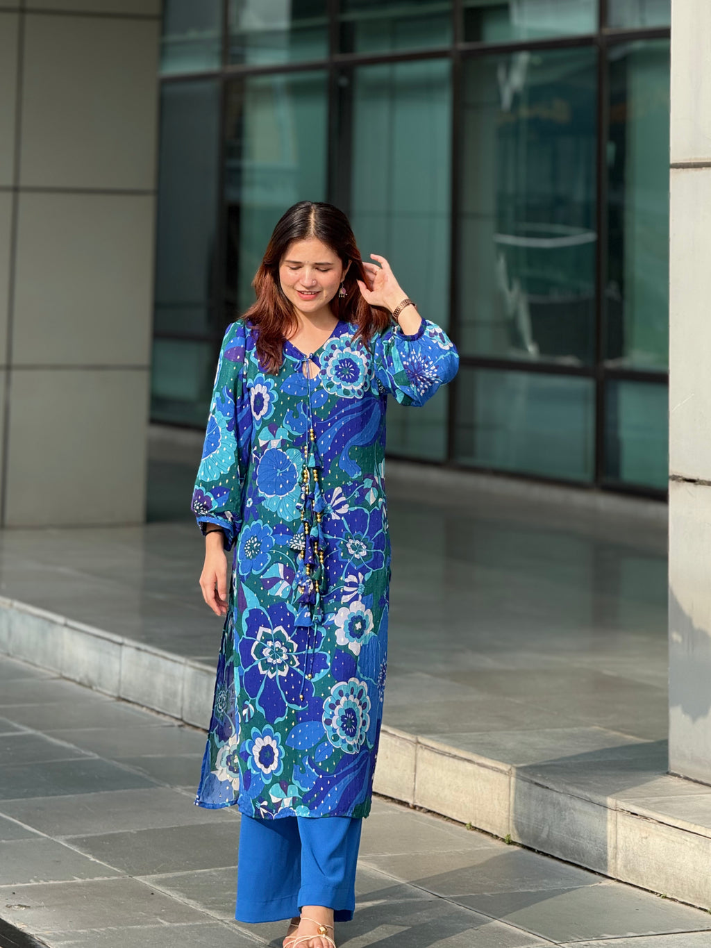 Blooming blue suit set