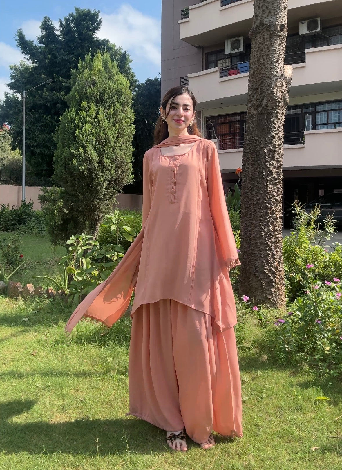 Peachy Affair Balloon/palazzo pants suit set