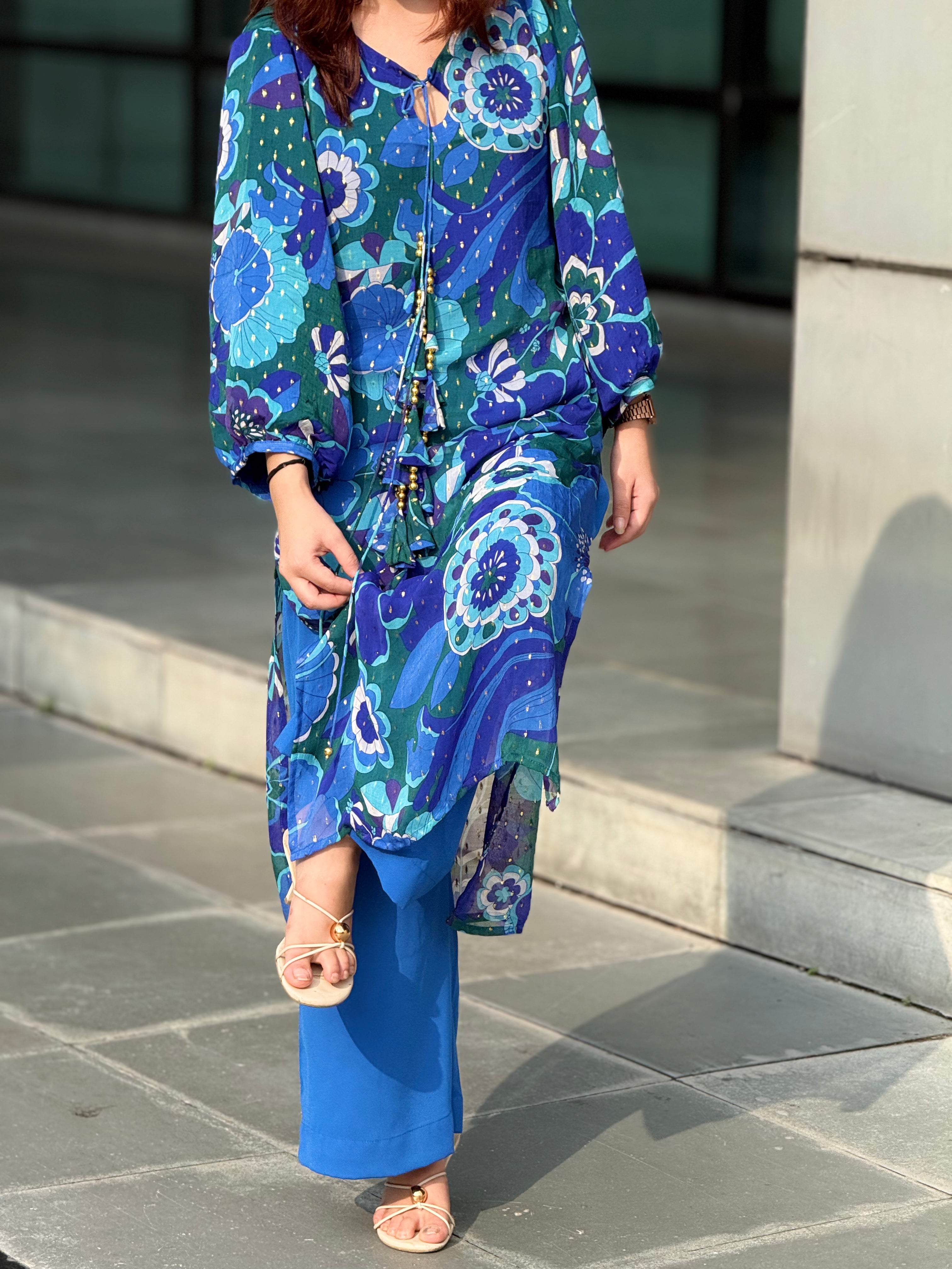 Blooming blue suit set