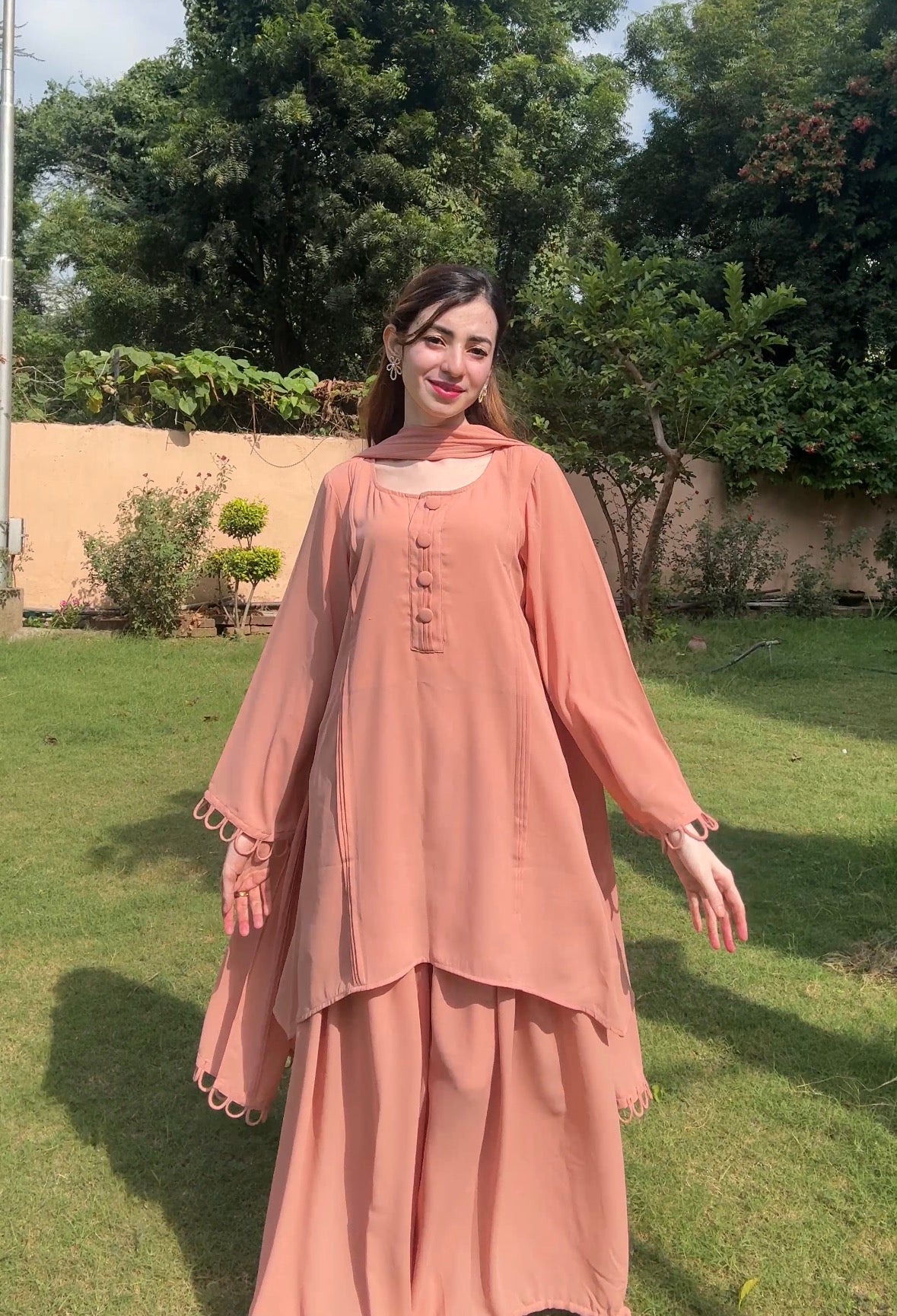 Peachy Affair Balloon/palazzo pants suit set