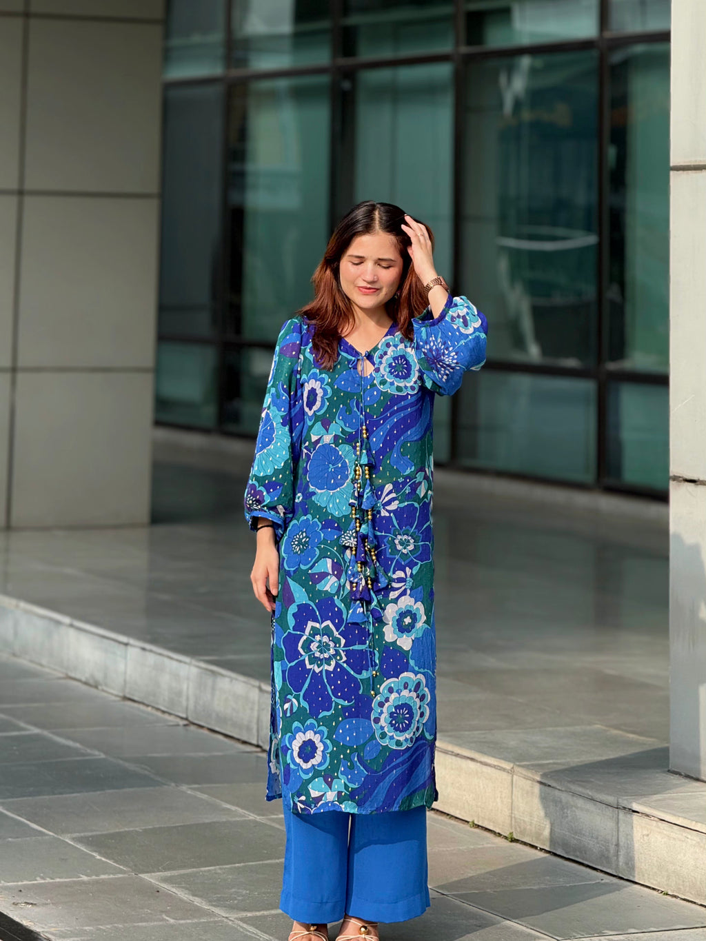 Blooming blue suit set
