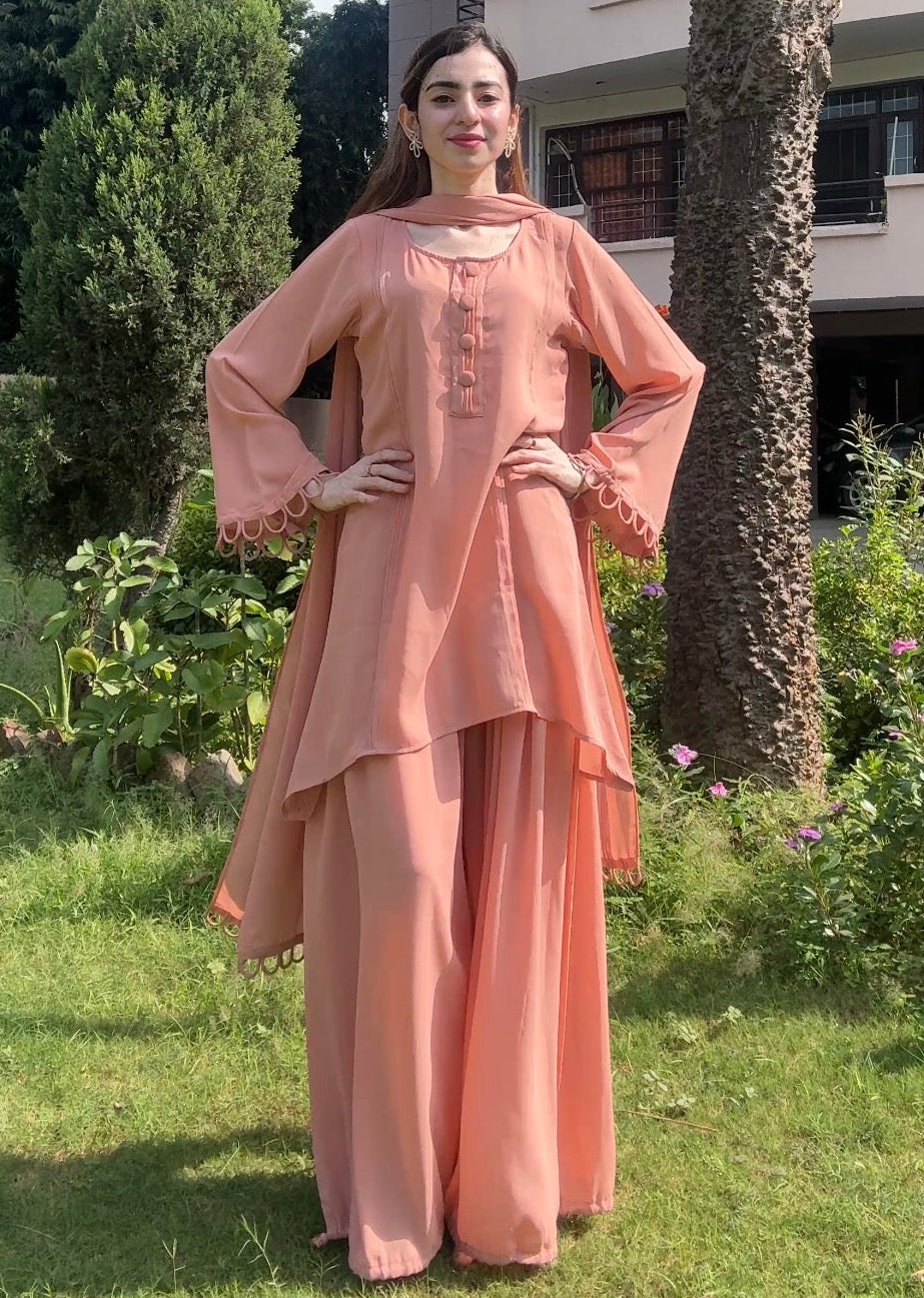 Peachy Affair Balloon/palazzo pants suit set