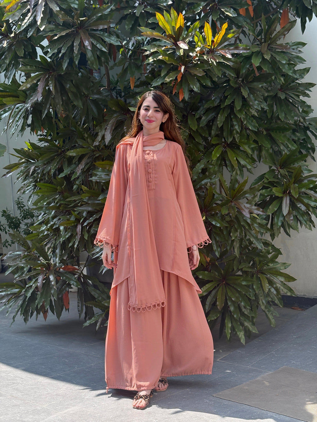 Peachy Affair Balloon/palazzo pants suit set