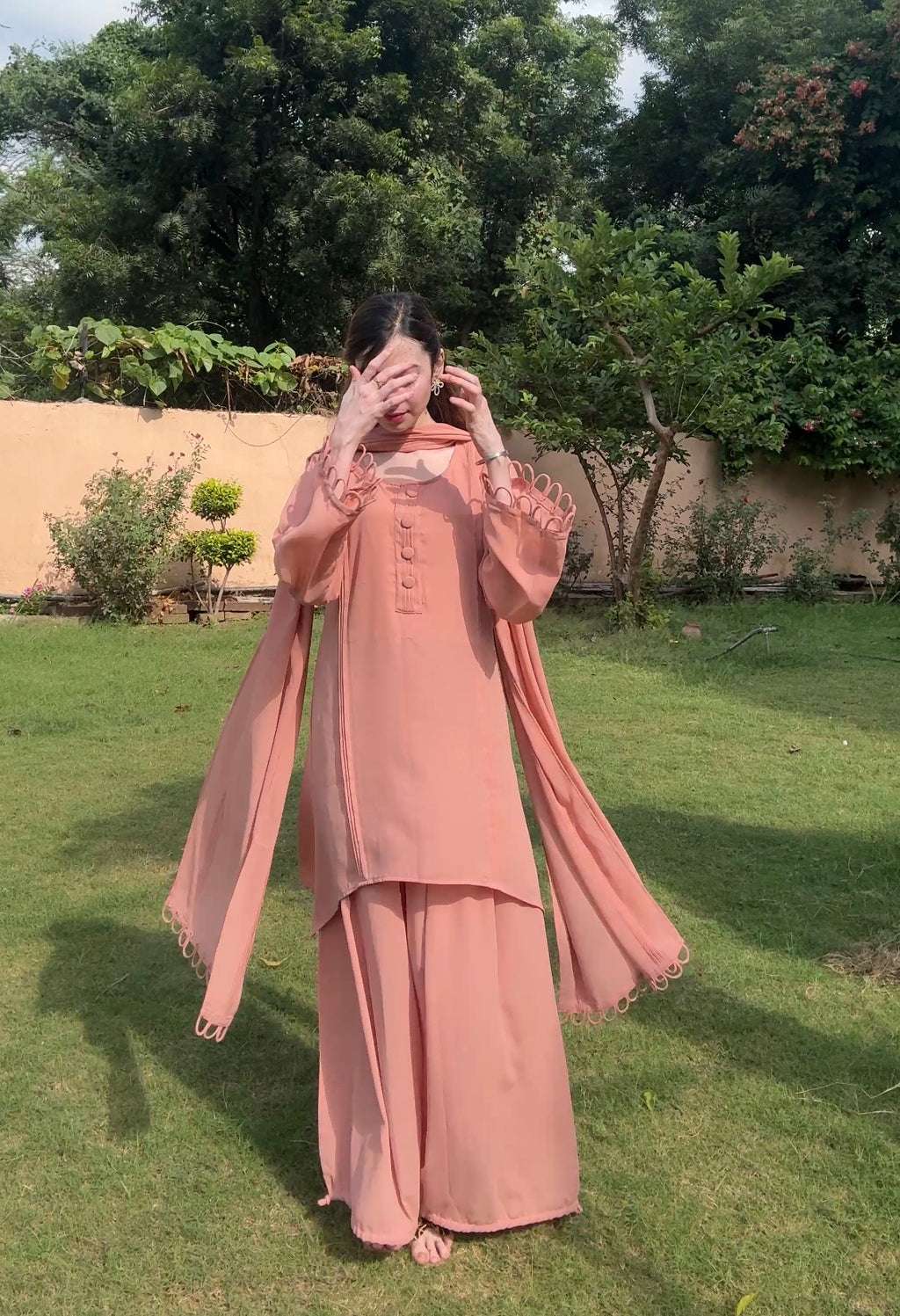 Peachy Affair Balloon/palazzo pants suit set