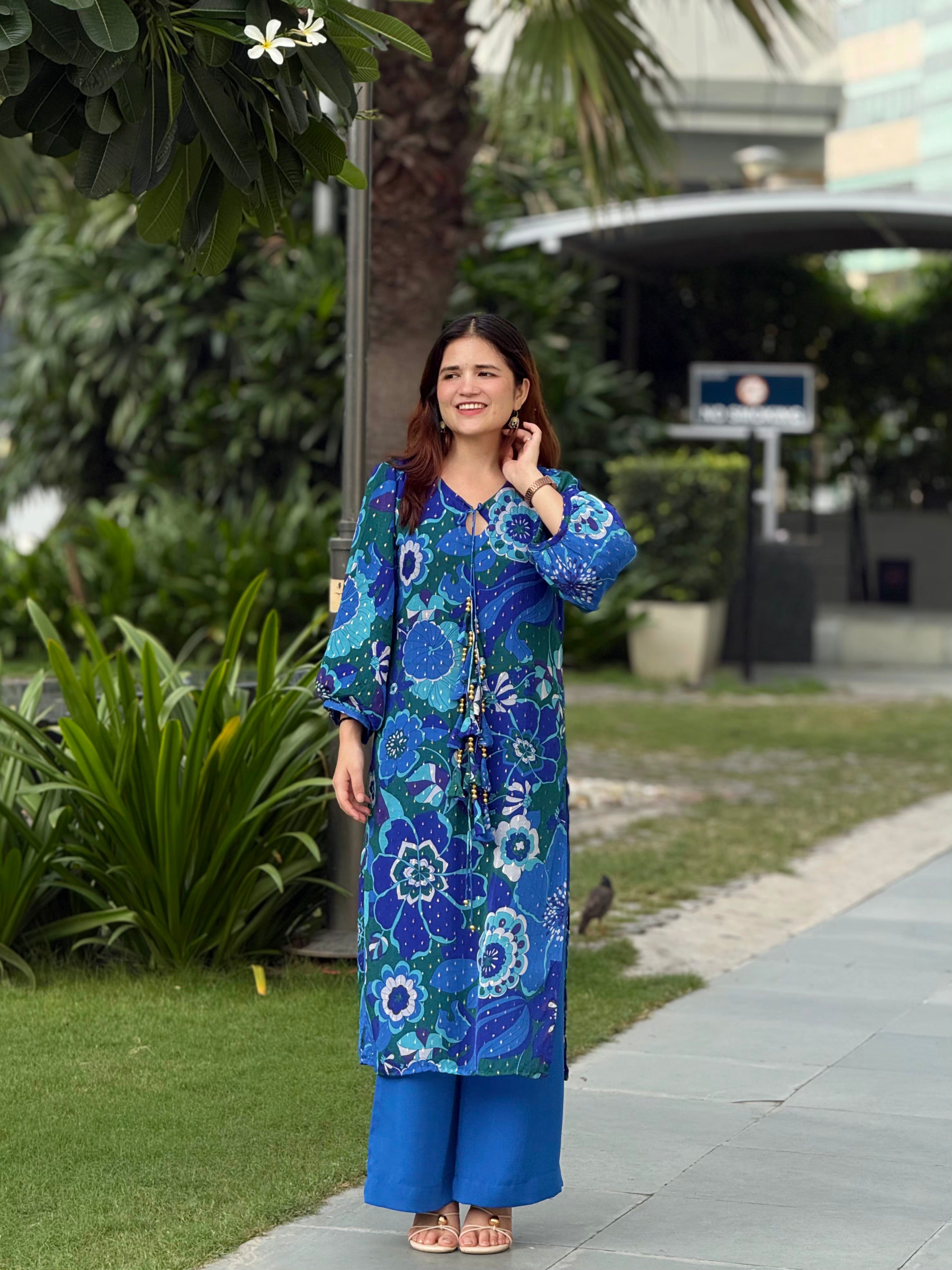 Blooming blue suit set