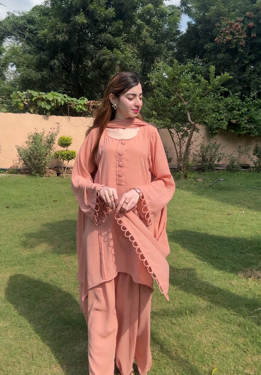 Peachy Affair Balloon/palazzo pants suit set