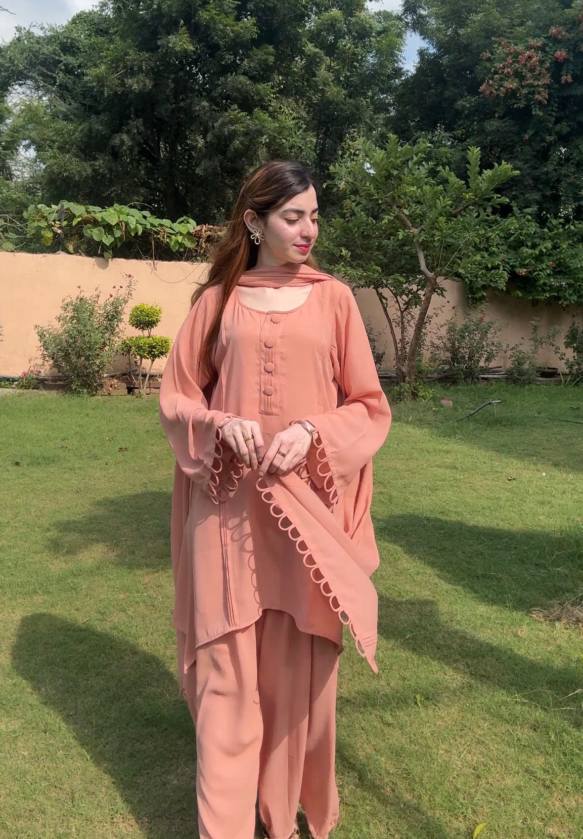 Peachy Affair Balloon/palazzo pants suit set