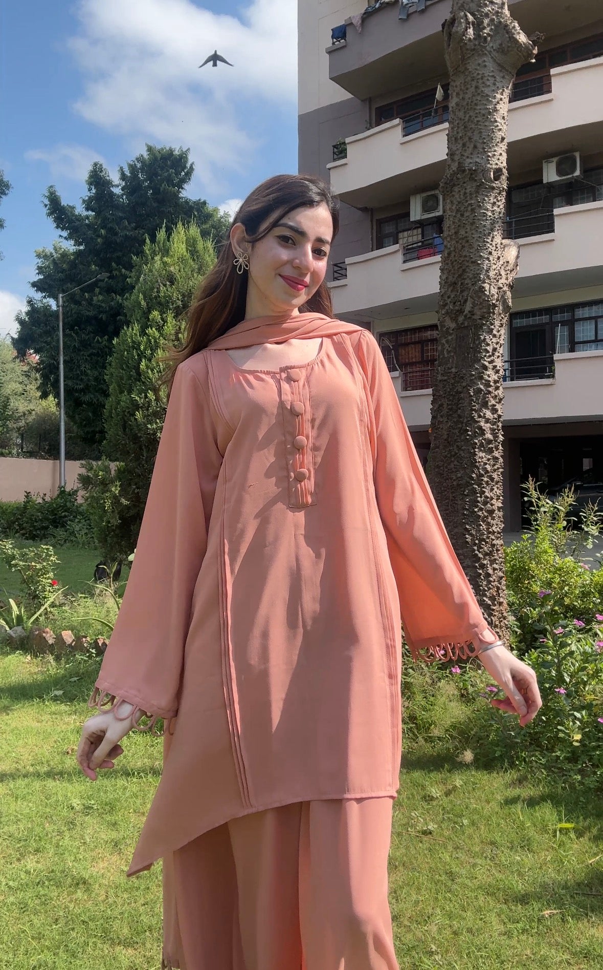 Peachy Affair Balloon/palazzo pants suit set