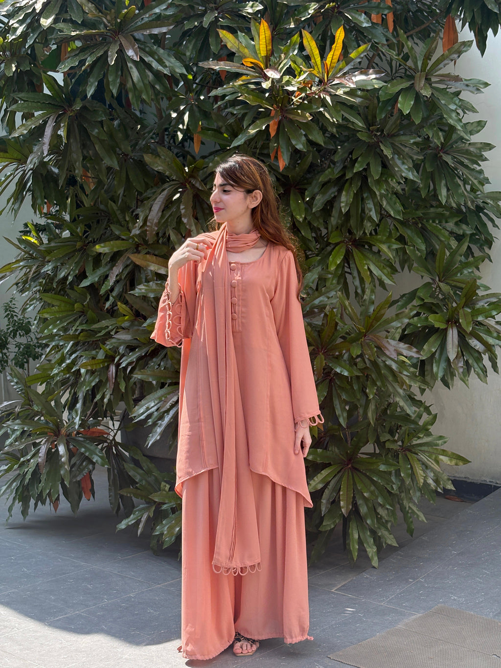 Peachy Affair Balloon/palazzo pants suit set